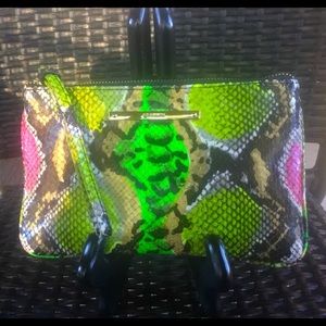 Brahmin Sally Wristlet Multi Anaconda Genuine Leather (Makeup Bag)